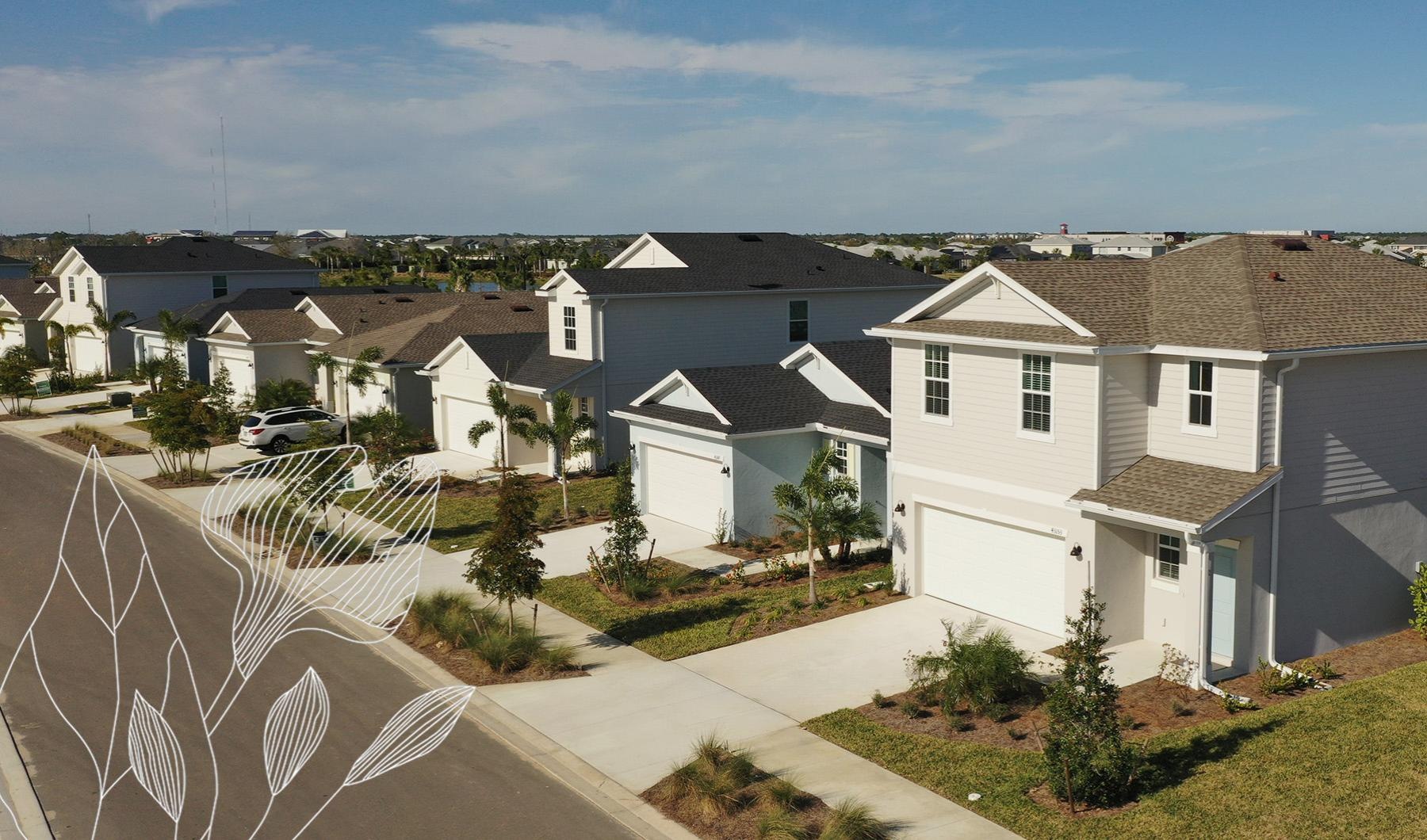 row of townhomes at The Flatwoods at Babcock Ranch